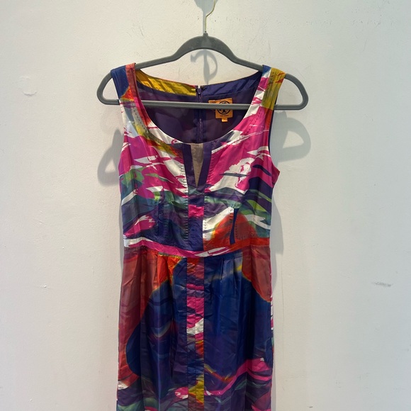 Tory Burch Colorful Mesh V Silk Dress - Picture 2 of 5